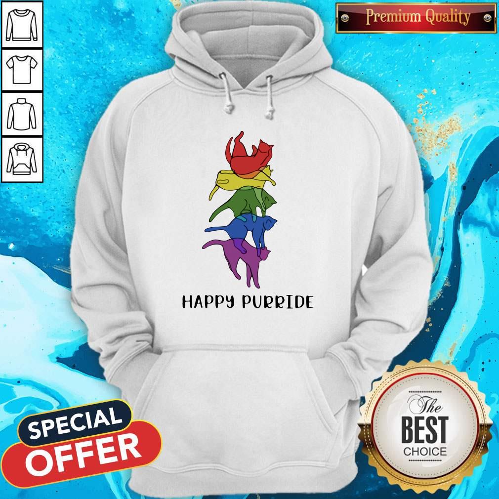 Super Nice LGBT Cat Stacking Happy Purride Hoodie