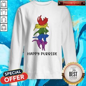 Super Nice LGBT Cat Stacking Happy Purride Sweatshirt