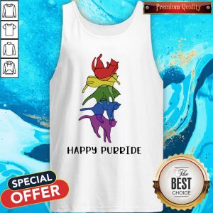Super Nice LGBT Cat Stacking Happy Purride Tank Top