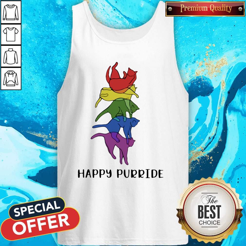Super Nice LGBT Cat Stacking Happy Purride Tank Top