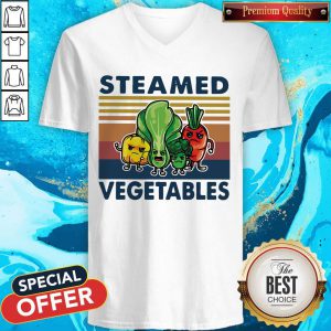 Wonderful Vegan Steamed Vegetables Vintage Retro V-neck