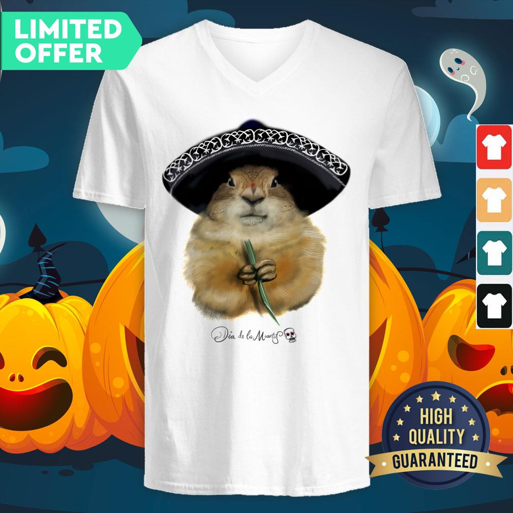 Day Of The Dead Dia De Los Muertos Sugar Skull Prairie Dog V-neck