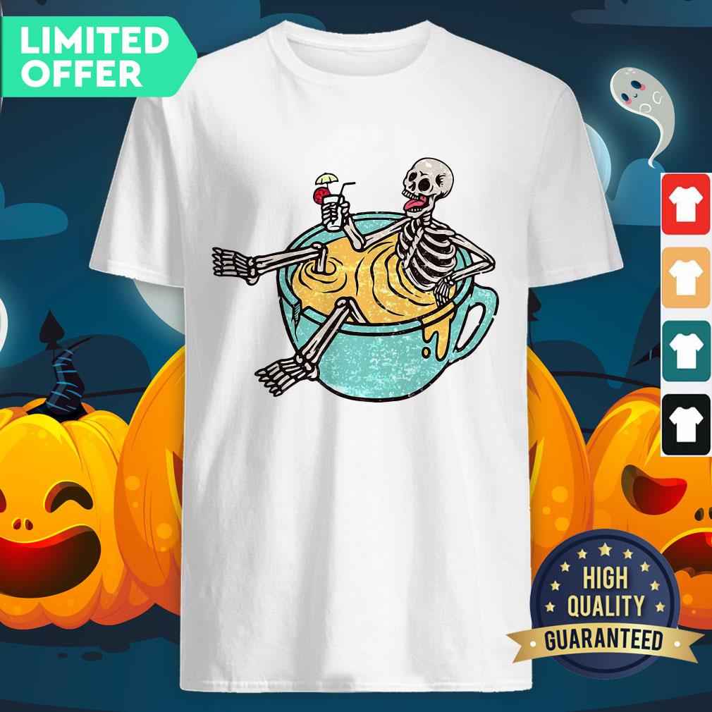 Funny Skeleton Drinking Coffee Dia De Los Muertos Day Dead Halloween Shirt