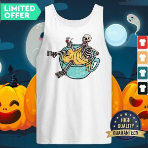 Funny Skeleton Drinking Coffee Dia De Los Muertos Day Dead Halloween Tank Top