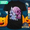 Purple Floral Sugar Skull Day Of The Dead Blue Flowers Shirt