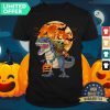 Star Wars Baby Yoda Riding Dinosaur T-rex Pumpkin Moon Halloween Shirt
