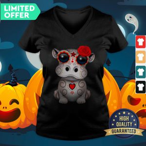 Yellow And Red Day Of The Dead Dia De Los Muertos Sugar Skull Baby V-neck