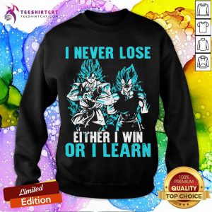 Awesome Dragon Ball Z Songoku And Cadic I Never Lose Either I Win Or I Learn Sweatshirt - Design By Teeshirtcat.com