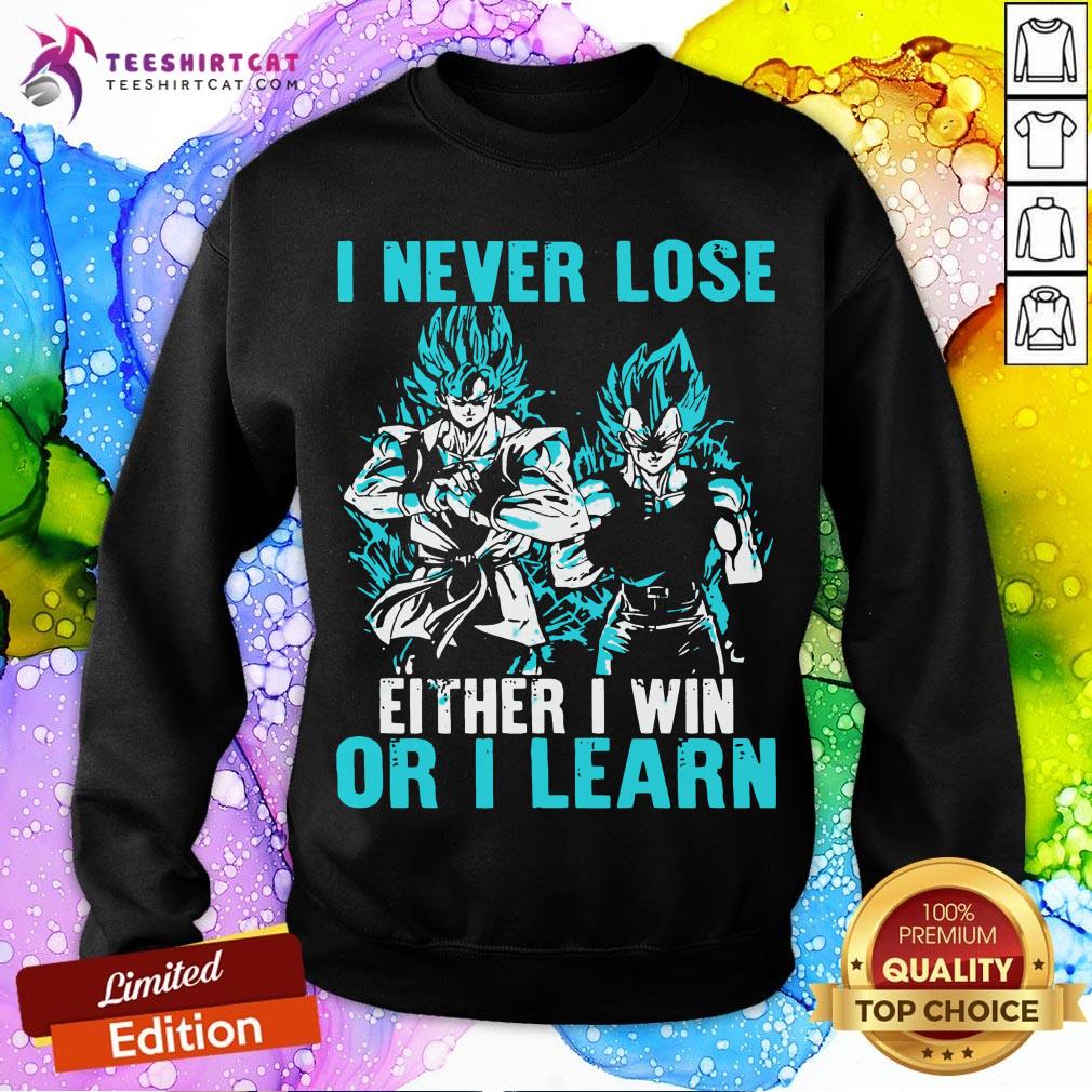 Awesome Dragon Ball Z Songoku And Cadic I Never Lose Either I Win Or I Learn Sweatshirt - Design By Teeshirtcat.com Awesome Dragon Ball Z Songoku And Cadic I Never Lose Either I Win Or I Learn Sweatshirt - Design By Teeshirtcat.com