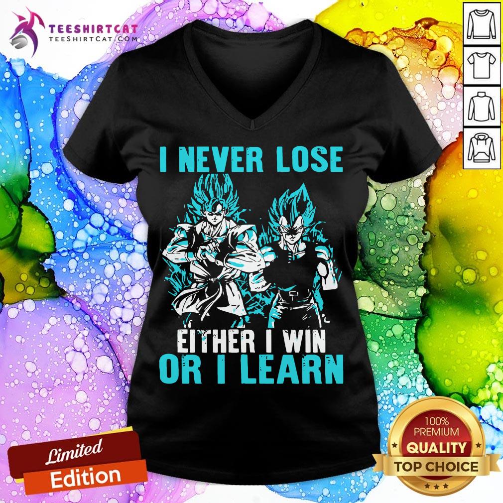 Awesome Dragon Ball Z Songoku And Cadic I Never Lose Either I Win Or I Learn V Neck - Design By Teeshirtcat.com Awesome Dragon Ball Z Songoku And Cadic I Never Lose Either I Win Or I Learn V Neck - Design By Teeshirtcat.com