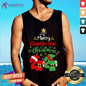 Awesome Merry Quarantine Christmas 2020 Pajamas Holidays Tank Top - Design By Teeshirtcat.com