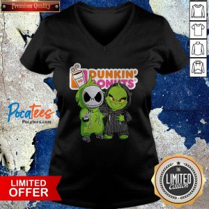 Baby Jack Skellington And Grinch Love Dunkin' Donuts V neck