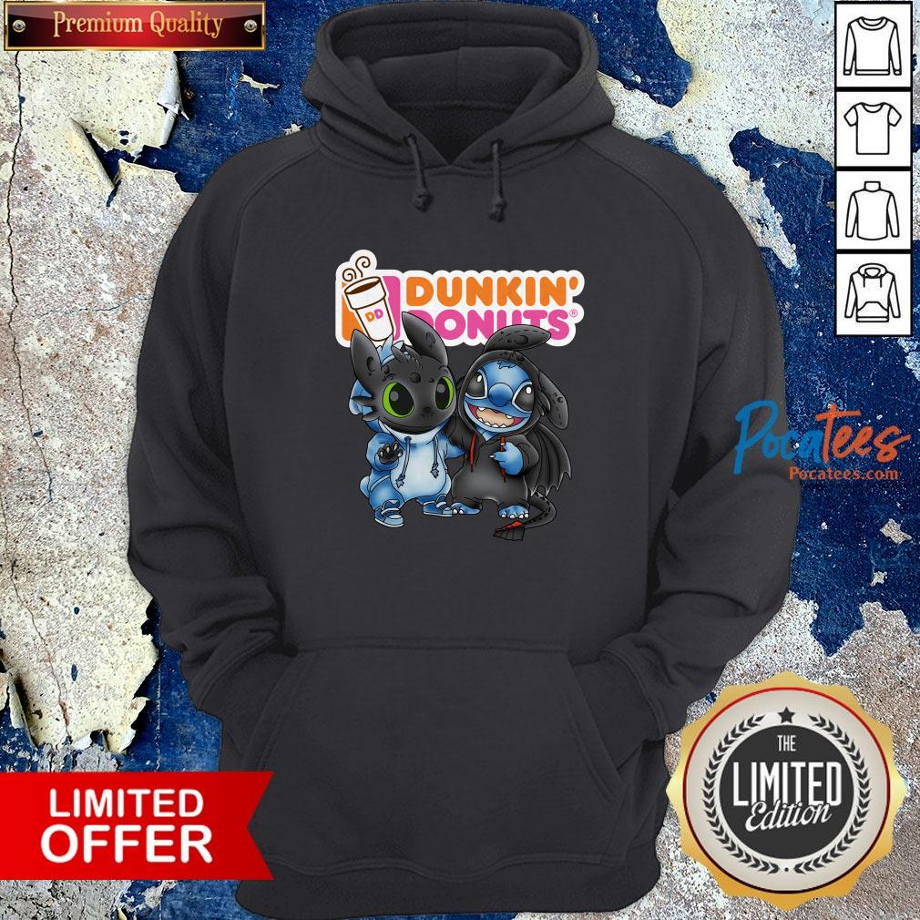Baby Toothless And Stitch Love Dunkin' Donuts Hoodie