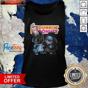 Baby Toothless And Stitch Love Dunkin' Donuts Tank Top