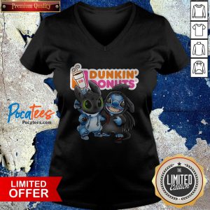 Baby Toothless And Stitch Love Dunkin' Donuts V Neck