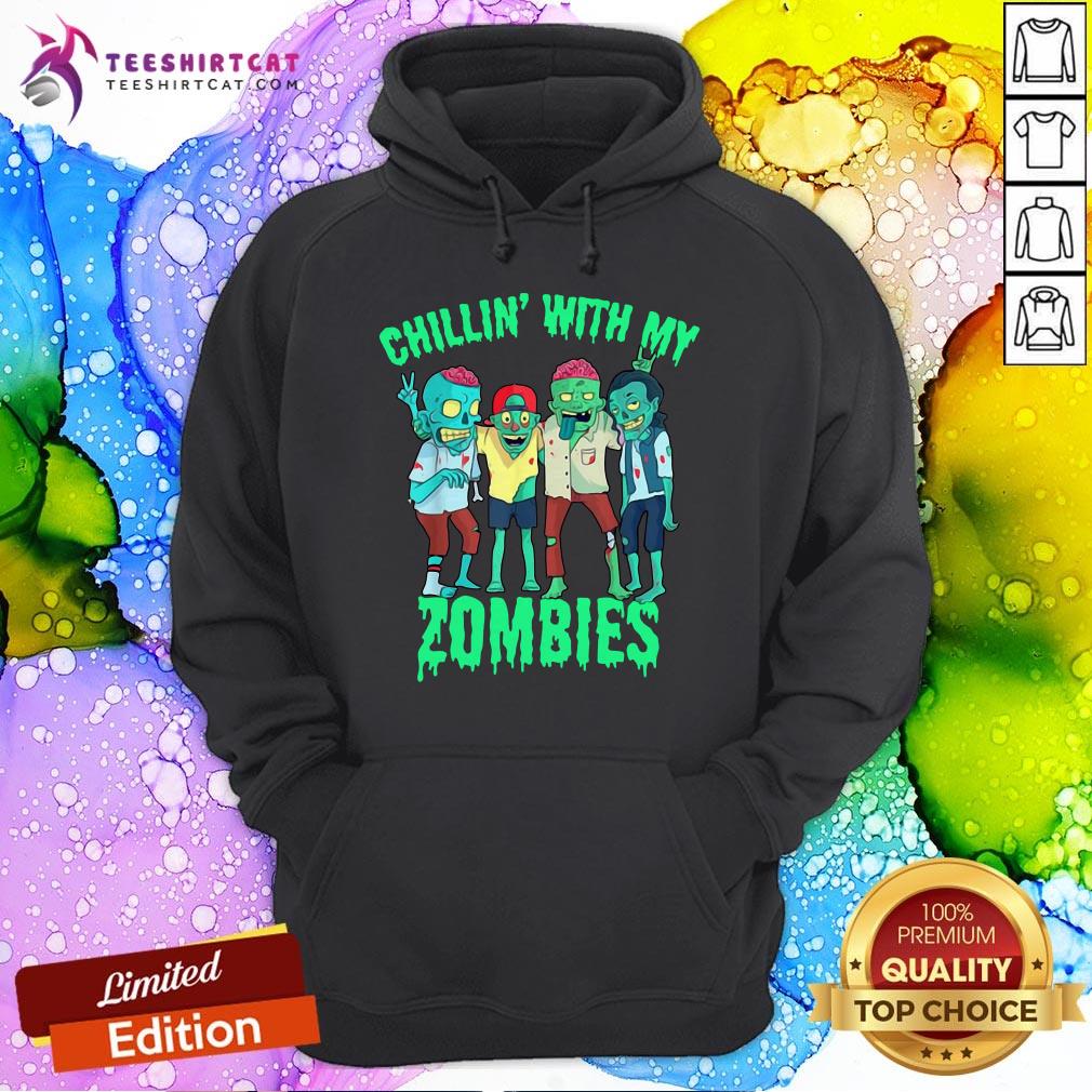Chillin With My Zombies Halloween Boys Kids Zombie Hoodie