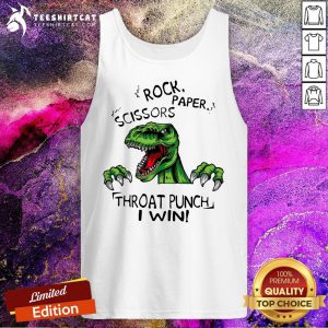 Dinosaur T Rex Rock Paper Scissors Throat Punch I Win Tank Top - Design By Teeshirtcat.com
