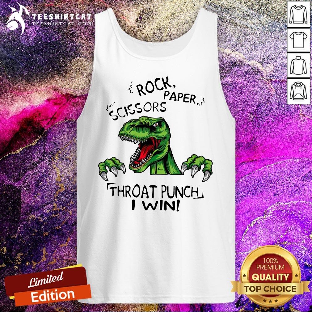 Dinosaur T Rex Rock Paper Scissors Throat Punch I Win Tank Top - Design By Teeshirtcat.com Dinosaur T Rex Rock Paper Scissors Throat Punch I Win Tank Top - Design By Teeshirtcat.com