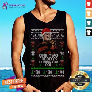 Freddy Krueger One Two Freddy's Coming For You Ugly Christmas Tank Top
