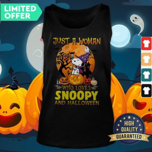 Just A Woman Who Loves Snoopy And Halloween Tank Top