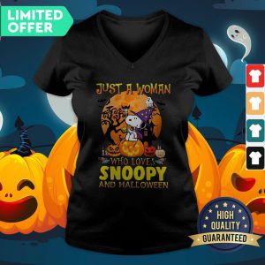 Just A Woman Who Loves Snoopy And Halloween V-neck