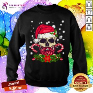 Nice Skull Sugar Skull Santa Hat Christmas Skull T-Sweatshirt- Design By Teeshirtcat.com