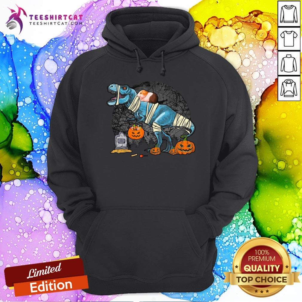 Official Guinea Pig Riding Mummy T Rex Dino Funny Halloween Costume Hoodie