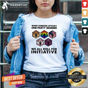 Official When Someone Attacks On Party Member For Initiative Black Live Matter American Lgbt V Neck