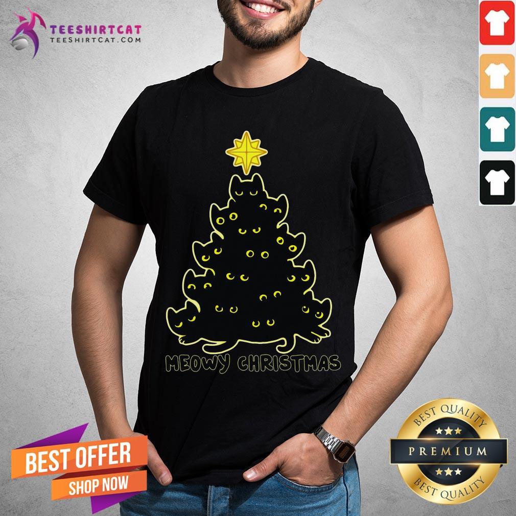 Original Cat Meowy Christmas Tree Shirt - Disign By Teeshirtcat.com