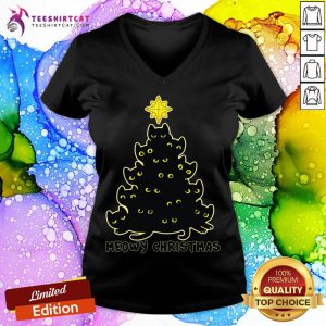 Original Cat Meowy Christmas Tree V Neck - Disign By Teeshirtcat.com