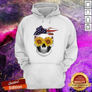 Skull With Usa Bandana And Sunflowers Stars Stripes Hoodie