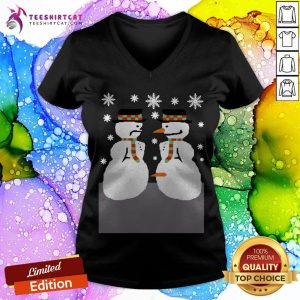 Snowman Nose Thief Ugly Christmas V Neck