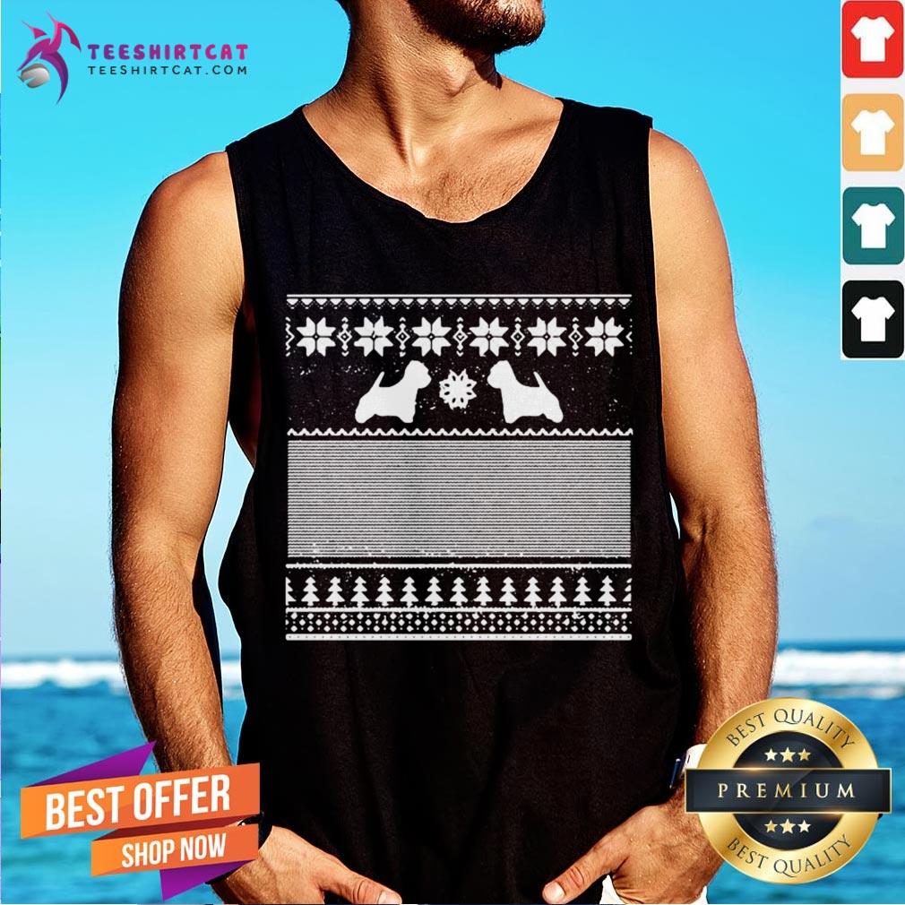 Westie Green Christmas Sweater Tank Top