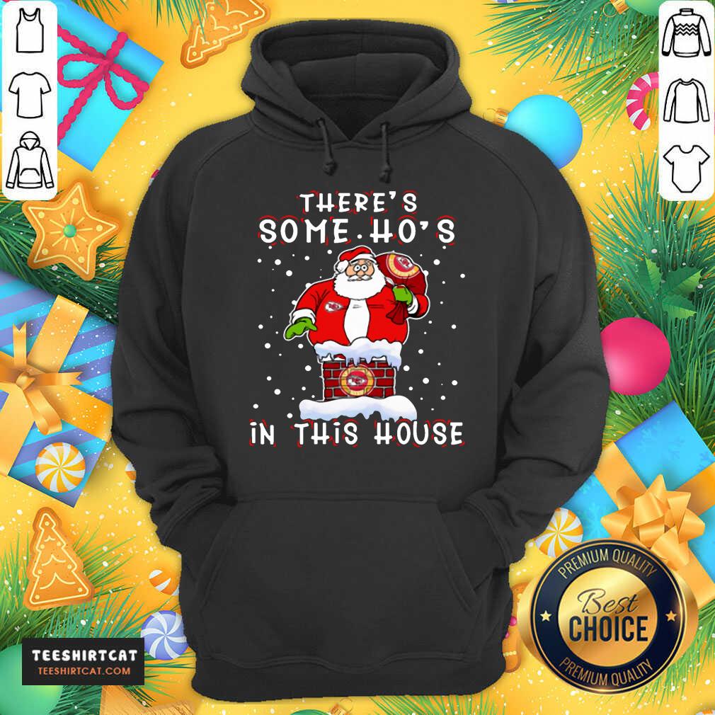 Kansas City Chiefs Christmas There Is Some Hos In This House Santa Stuck In The Chimney NFL Youth Hoodie - Design By Teeshirtcat.com