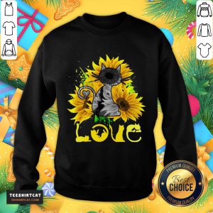 Awesome Love Cat Sunflower Sweatshirt- Design By Teeshirtcat.com