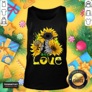 Awesome Love Cat Sunflower Tank Top- Design By Teeshirtcat.com
