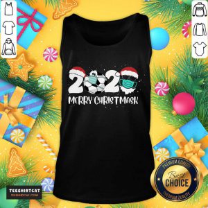 Merry Christ Mask 2020 Santa Soccer Sport Quarantine Christmas Tank Top- Design By Teeshirtcat.com