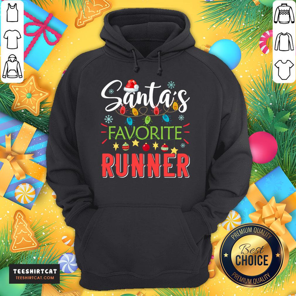 Awesome Santa's Favorite Runner Xmas Light Santa Hat Christmas Gift Santas Favorite Runner T-Hoodie- Design By Teeshirtcat.com Awesome Santa's Favorite Runner Xmas Light Santa Hat Christmas Gift Santas Favorite Runner T-Hoodie- Design By Teeshirtcat.com