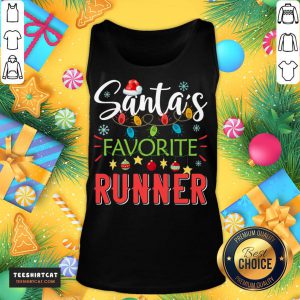 Awesome Santa's Favorite Runner Xmas Light Santa Hat Christmas Gift Santas Favorite Runner T-Tank Top- Design By Teeshirtcat.com