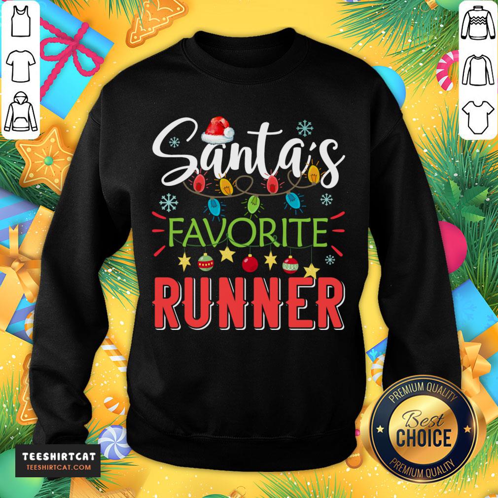 Awesome Santa's Favorite Runner Xmas Light Santa Hat Christmas Gift Santas Favorite Runner T-Sweatshirt- Design By Teeshirtcat.com Awesome Santa's Favorite Runner Xmas Light Santa Hat Christmas Gift Santas Favorite Runner T-Sweatshirt- Design By Teeshirtcat.com