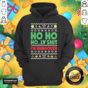 Funny Ho Ho Holy Shit I'm Hungover Christmas Drinking T-Hoodie- Design By Teeshirtcat.com