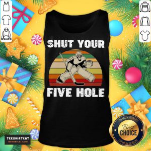 Funny Hockey Shut Your Five Hole Vintage Retro Tank Top- Design By Teeshirtcat.com