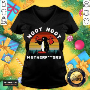 Funny Penguin Noot Noot Motherfuckers Vintage Retro V Neck- Design By Teeshirtcat.com