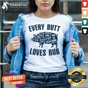 Pig Every Butt Loves Rub V Neck- Design By Teeshirtcat.com
