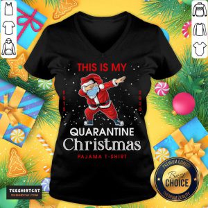 Dabbing Mask Santa Christmas Pajama Matching Dabbing Mask Santa Christmas Pajama T-V Neck - Design By Teeshirtcat.com