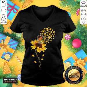 Good Dog Paw Sunflower And Dandelion Butterfly You Are My Sunshine V Neck- Design By Teeshirtcat.com
