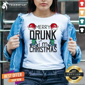 Good Merry Drunk I'm Christmas Funny Christmas Merry Drunk Im Christmas Gift T-V Neck- Design By Teeshirtcat.com