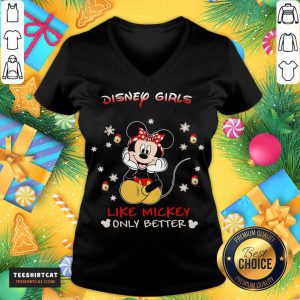 Good Mickey Mouse Disney Girls Like Mickey Only Better V Neck- Design By Teeshirtcat.com