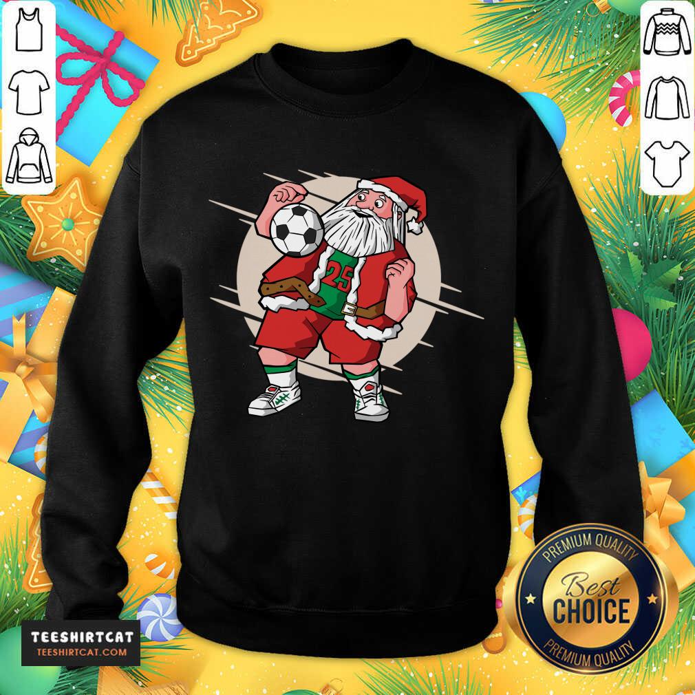 Santa Claus Playing Soccer Funny Christmas Football Control Soccer Santa Claus T-Sweatshirt- Design By Teeshirtcat.com Santa Claus Playing Soccer Funny Christmas Football Control Soccer Santa Claus T-Sweatshirt- Design By Teeshirtcat.com