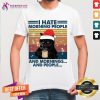 Happy Black Cat Santa Drink Coffee I Hate Morning People And Mornings And People Vintage Shirt - Design By Teeshirtcat.com